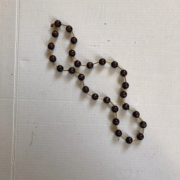 Vtg Vendome Necklace with Wooden Beads - Picture 3 of 11